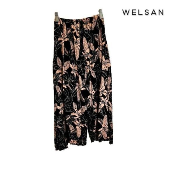 Welsan Women Casual High Waist Wrap Pants Palazzo Split Belted Wide Leg trousers - Picture 2 of 8